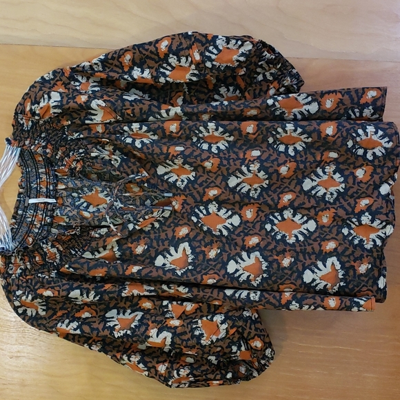 Free People Tops - Free people puffy brown and orange shirt
